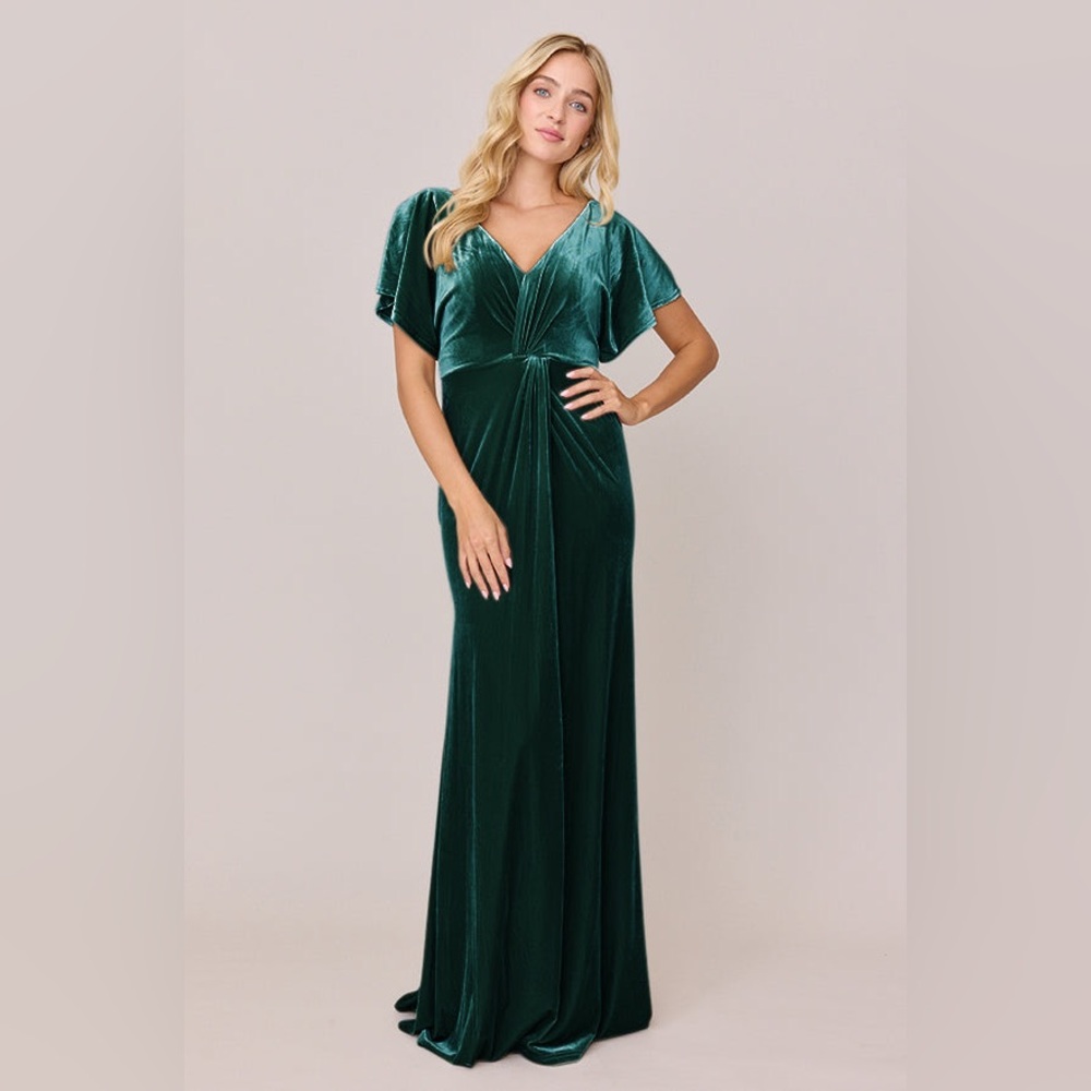 Revelry Gwen Velvet Short Sleeve Midi Maxi Long Dress Formal Emerald Green 14